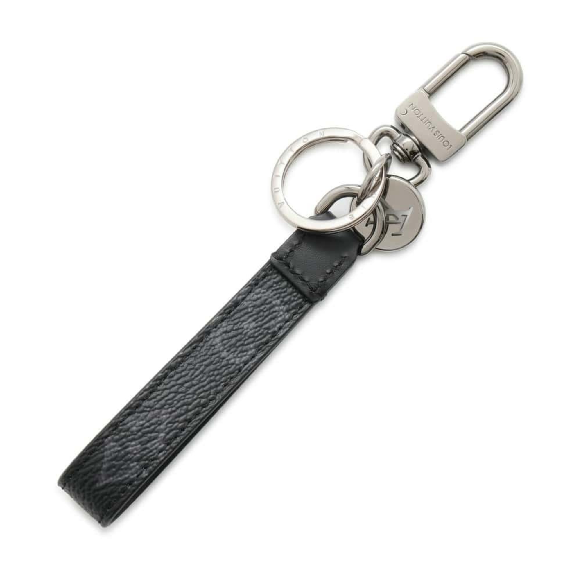 Louis Vuitton Keyring Monogram Eclipse Portecle Dragonne M61950 Keychain Black