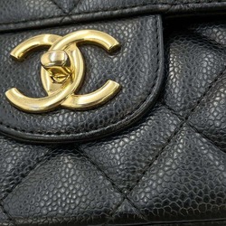 Chanel Chain Shoulder Bag Matelasse 34 Maxi Coco Mark Double Flap Caviar Skin A58601 Dekamato Black