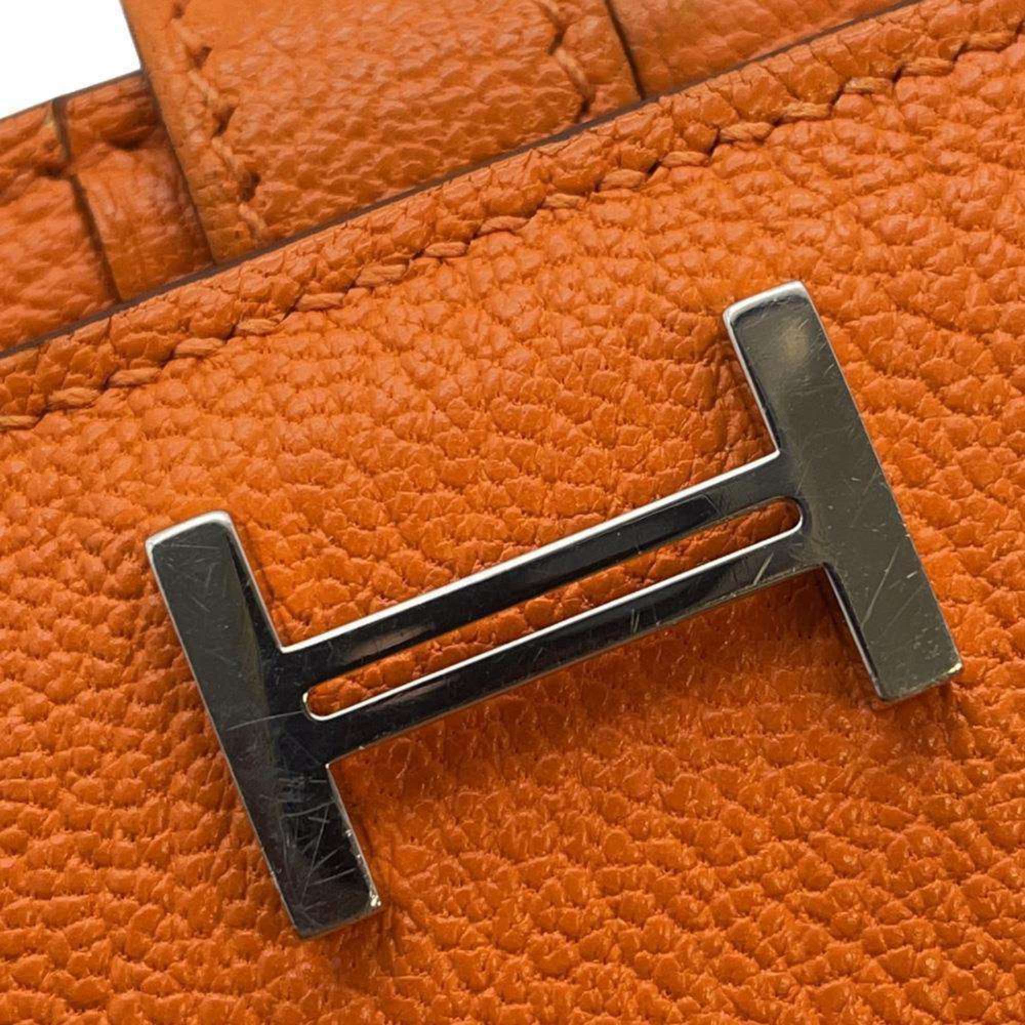 Hermes Long Wallet Bearn Soufflet Orange Chevre Mysore □ O Stamp HERMES