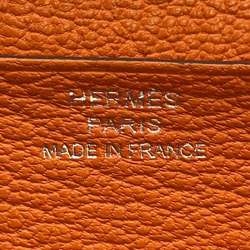 Hermes Long Wallet Bearn Soufflet Orange Chevre Mysore □ O Stamp HERMES