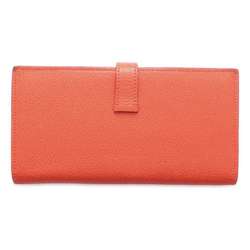 Hermes Long Wallet Bearn Soufflet Orange Chevre Mysore □ O Stamp HERMES