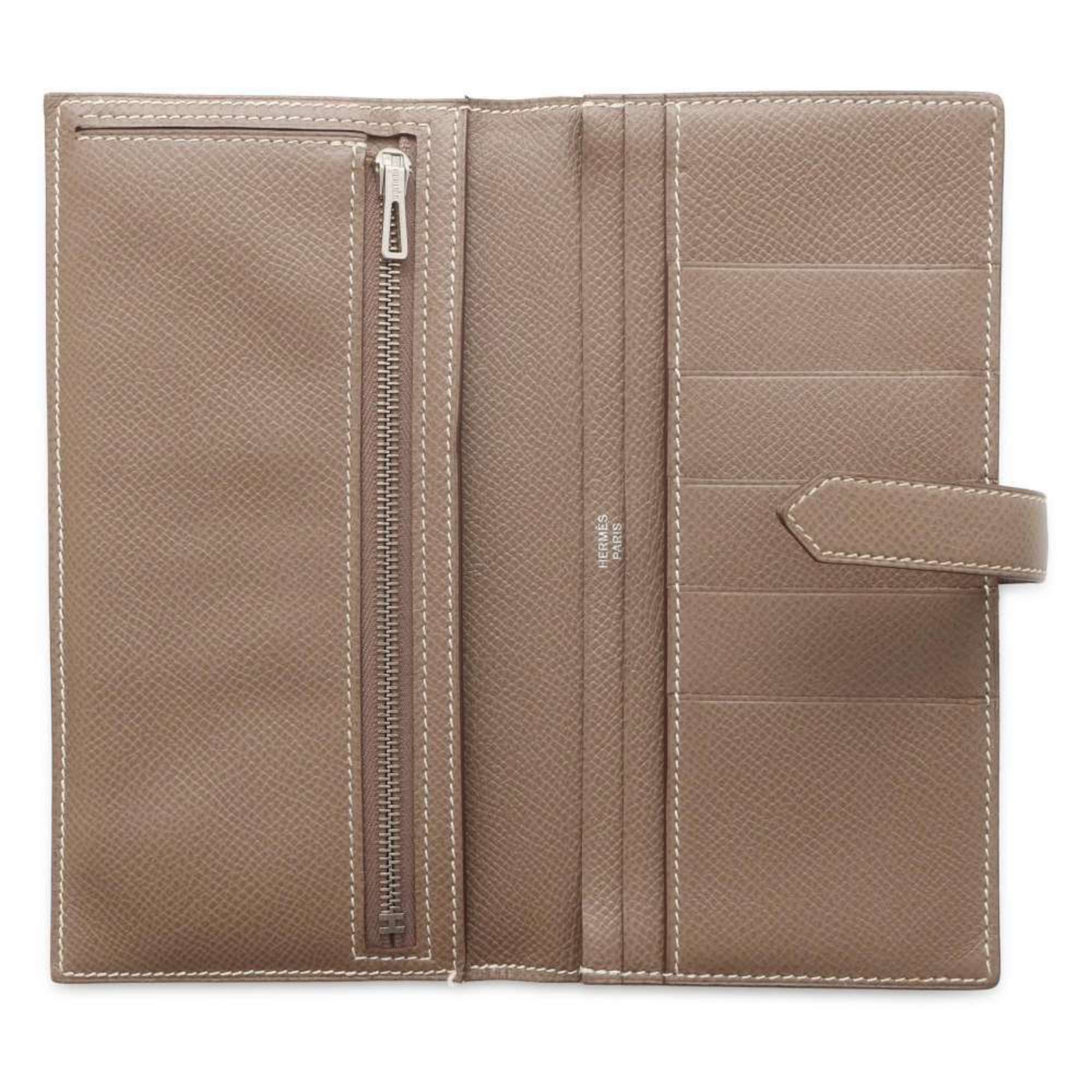 Hermes Long Wallet Bearn Soufflet Etoupe Epson A Stamp HERMES