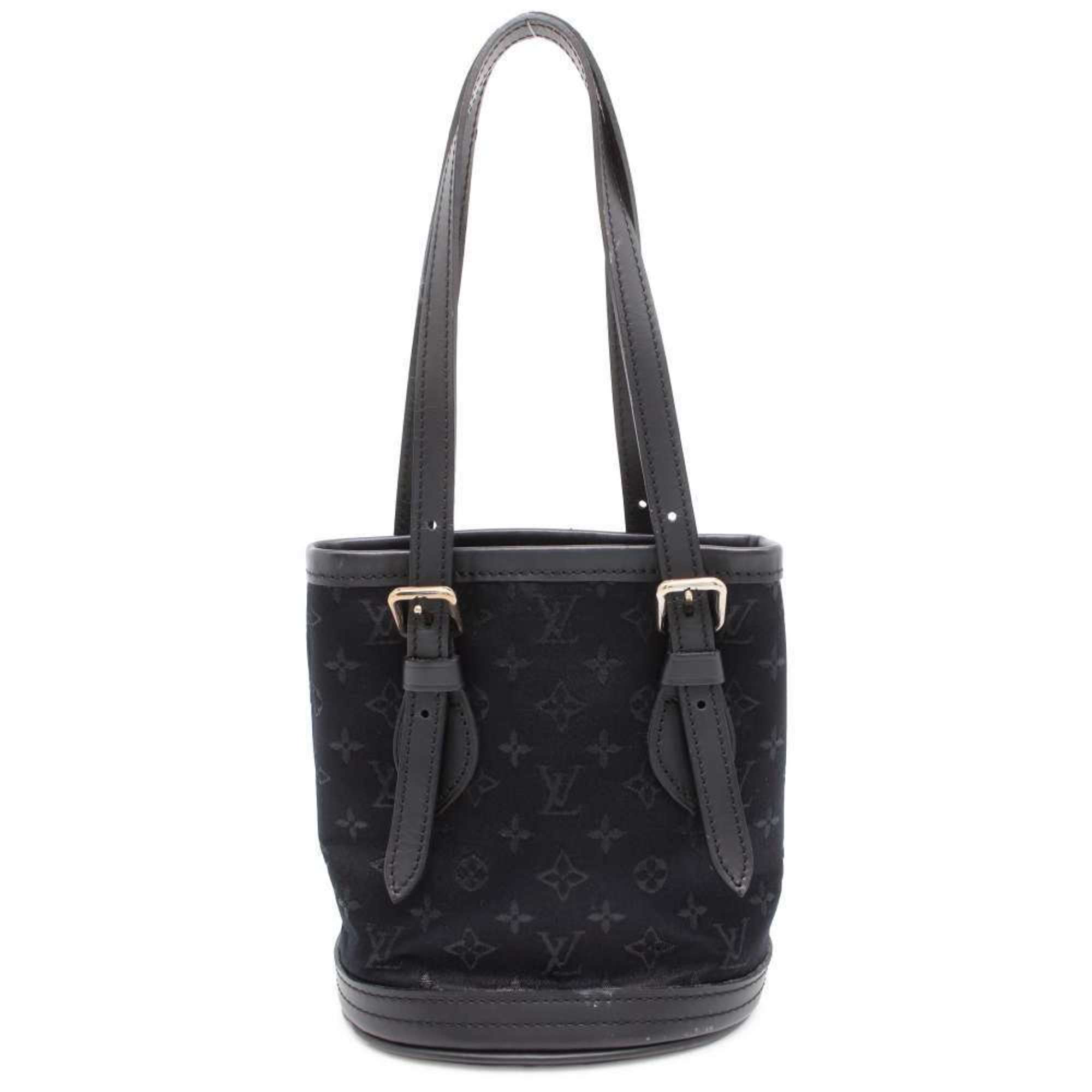 Louis Vuitton Handbag Monogram Satin Little Bucket M92144 LOUIS VUITTON Bag Pouch Black