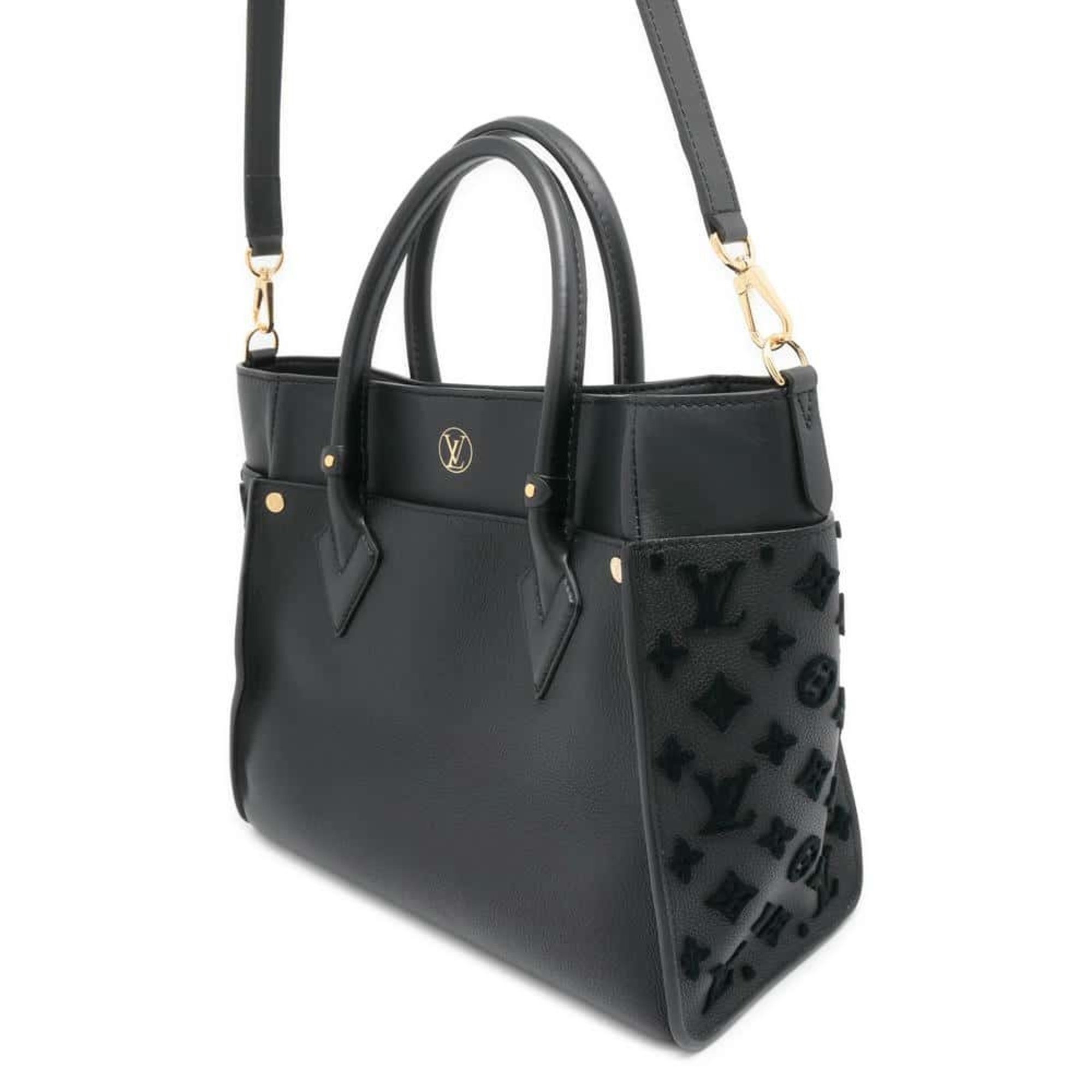 Louis Vuitton Handbag Monogram Tufted Calf Leather On My Side MM M53825 2way Bag Black