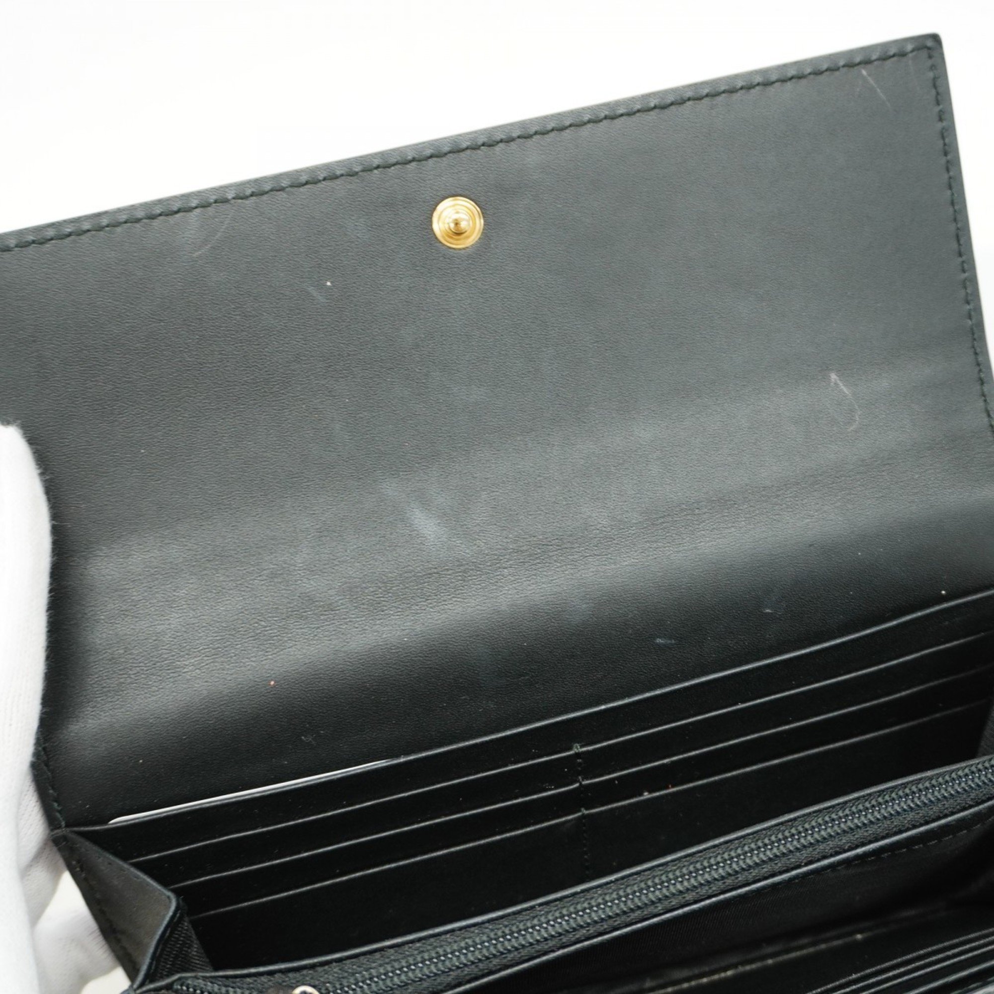 Gucci Long Wallet GG Supreme 410100 Leather Brown Black Women's