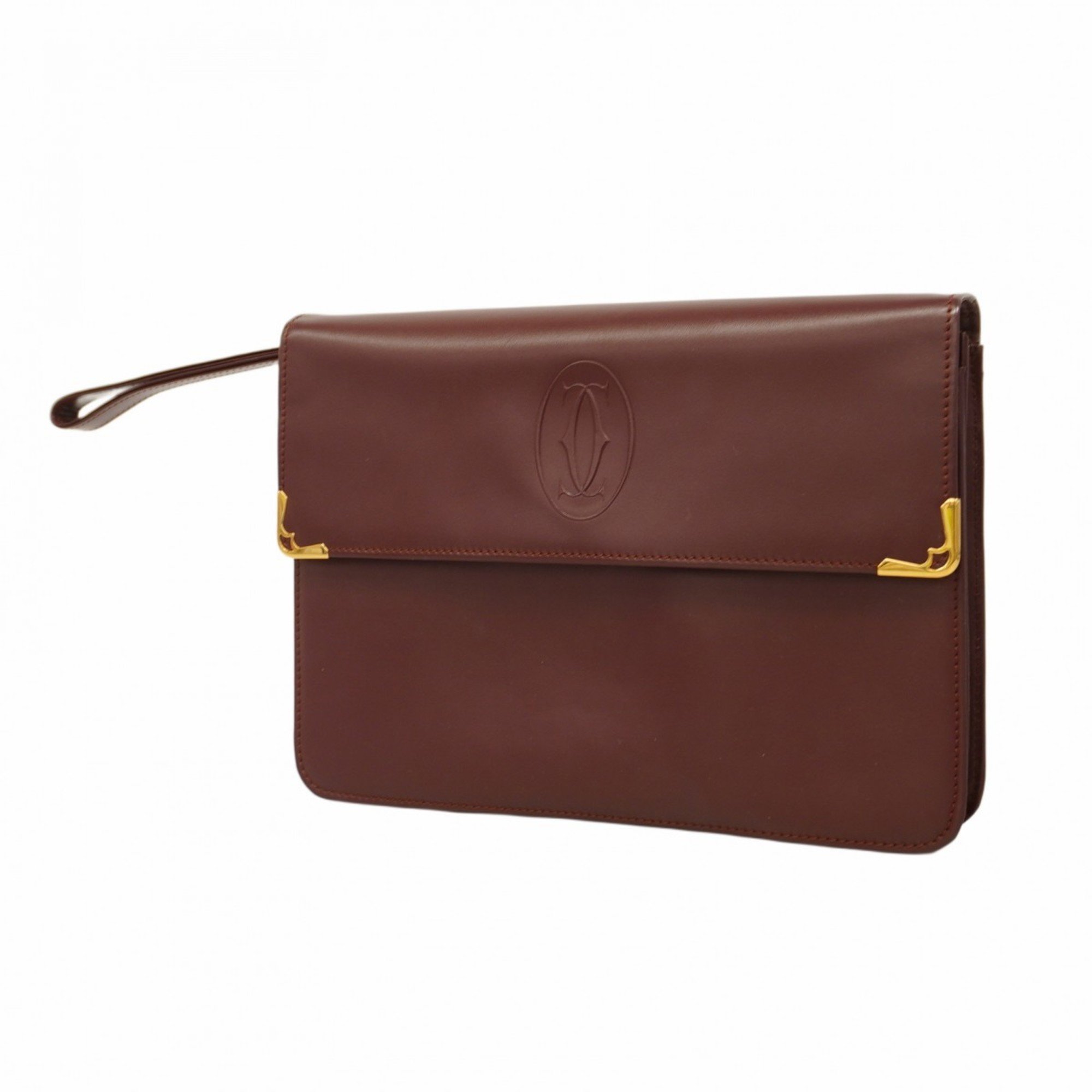 Cartier Clutch Bag Must Leather Bordeaux Men's