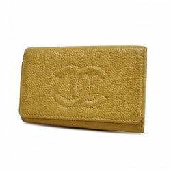 Chanel Key Case Caviar Skin Beige Women's