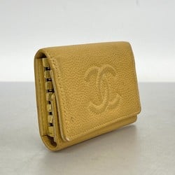 Chanel Key Case Caviar Skin Beige Women's