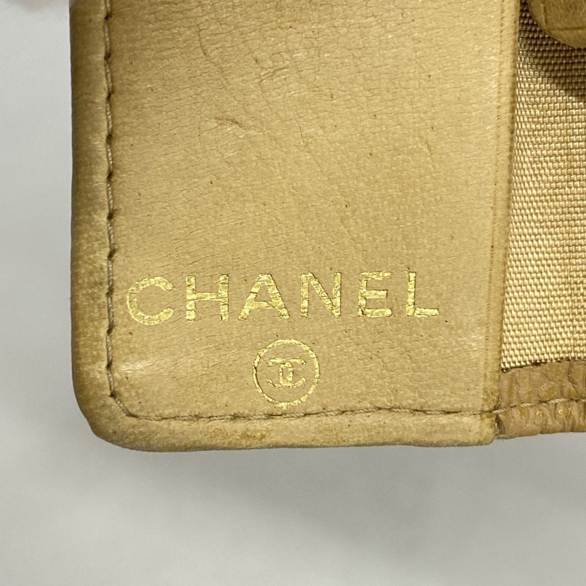 Chanel Key Case Caviar Skin Beige Women's