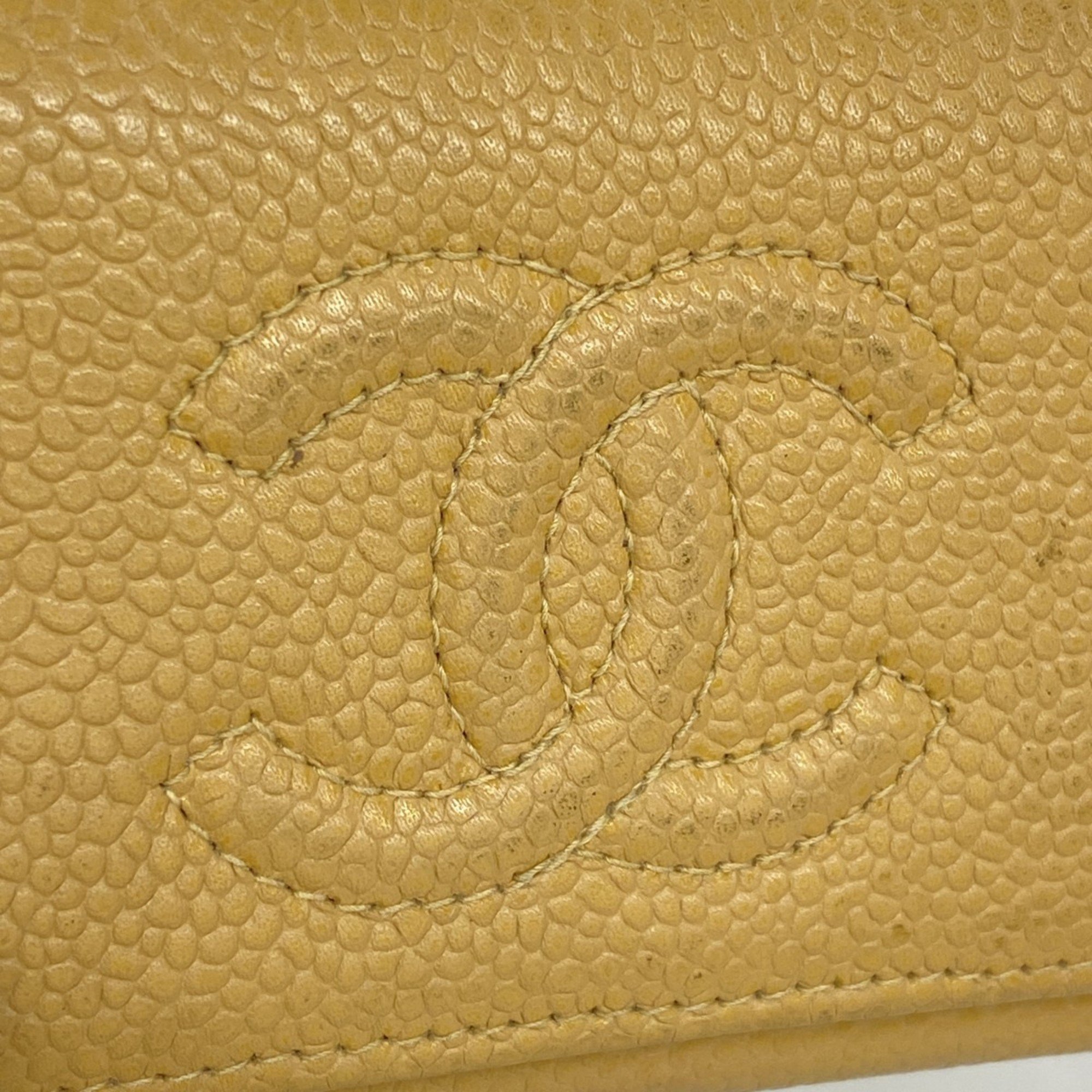 Chanel Key Case Caviar Skin Beige Women's