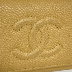 Chanel Key Case Caviar Skin Beige Women's