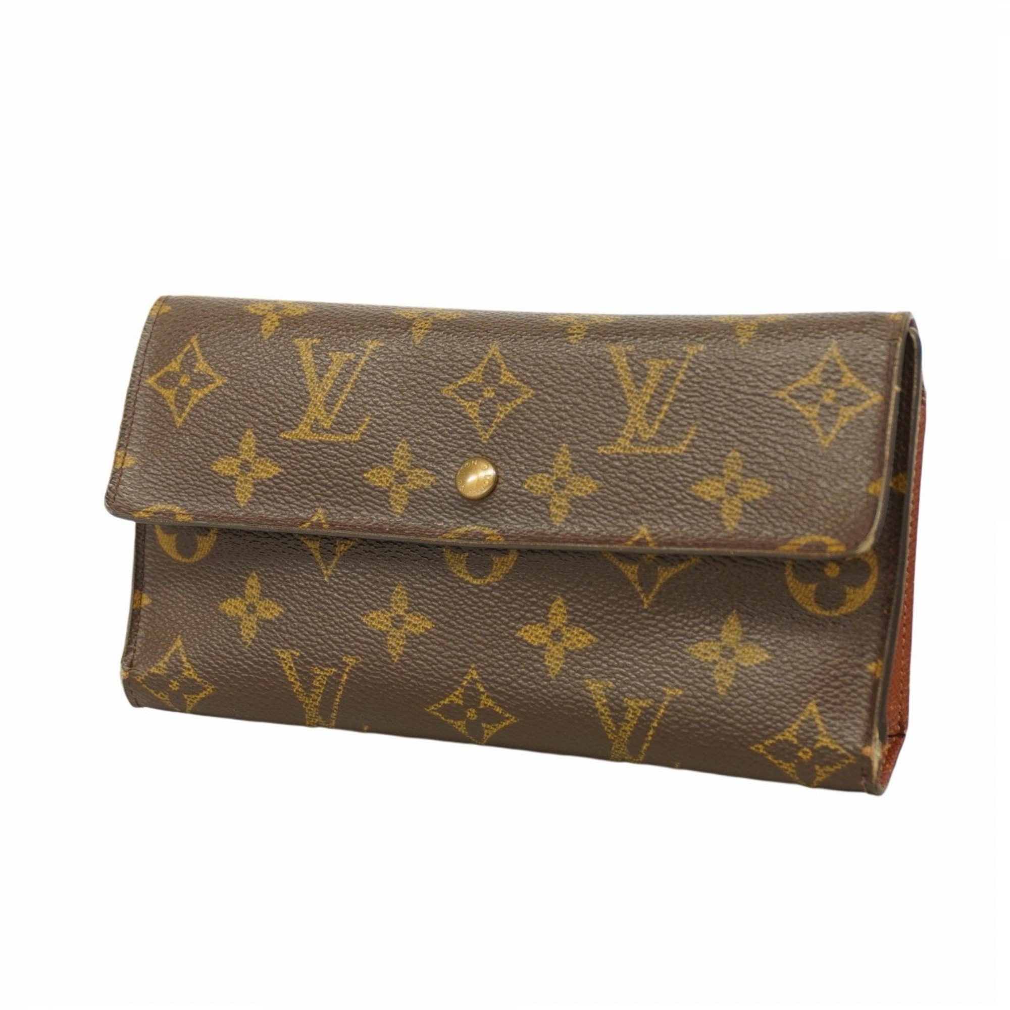 Louis Vuitton Tri-fold Long Wallet Monogram Porte Tresor International M61215 Brown Men's Women's