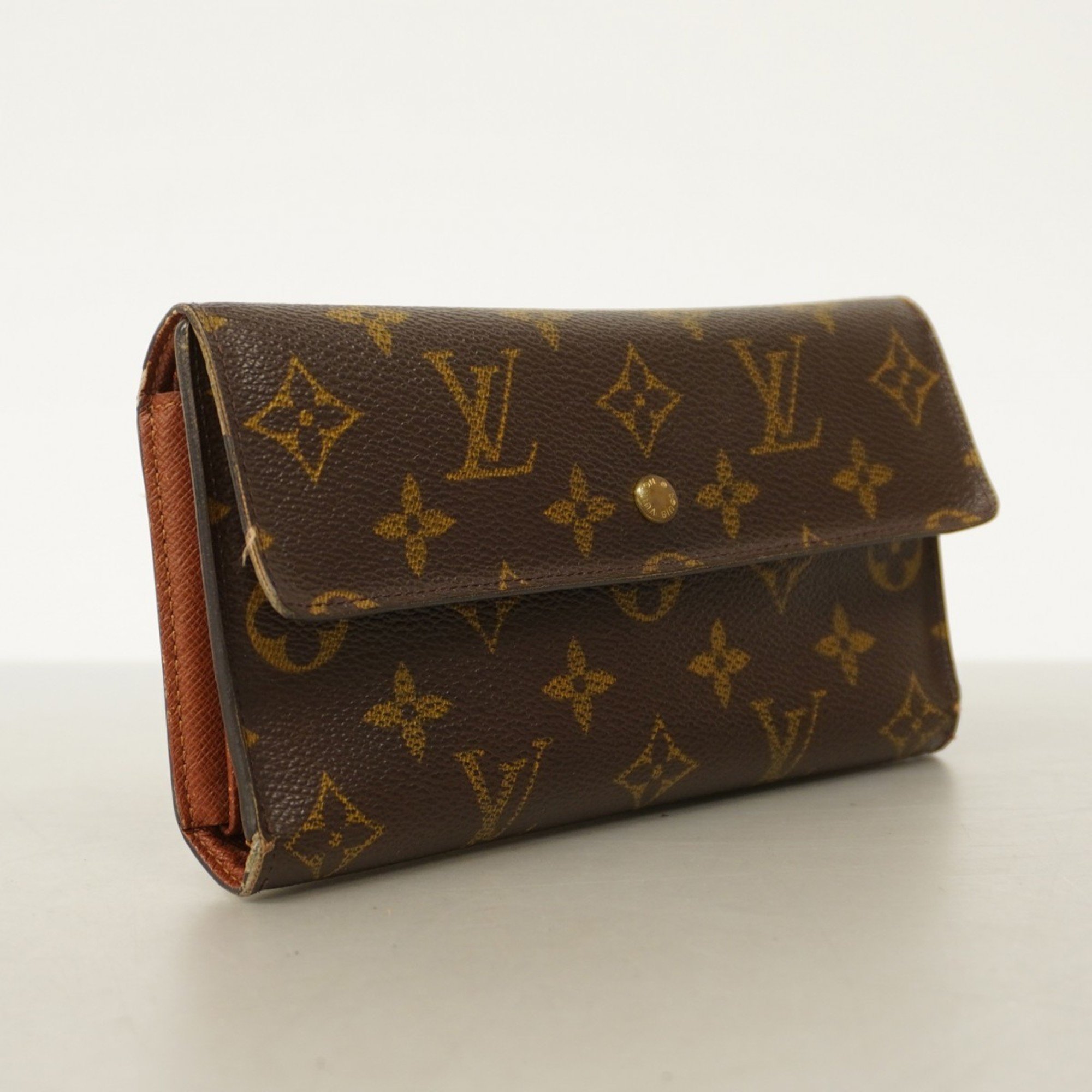 Louis Vuitton Tri-fold Long Wallet Monogram Porte Tresor International M61215 Brown Men's Women's