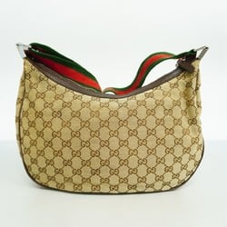 Gucci Shoulder Bag GG Canvas Sherry Line 122790 Brown Green Red Women's