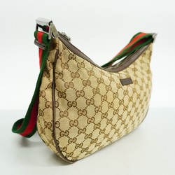 Gucci Shoulder Bag GG Canvas Sherry Line 122790 Brown Green Red Women's