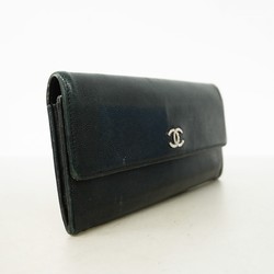 Chanel Long Wallet Caviar Skin Black Women's