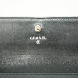 Chanel Long Wallet Caviar Skin Black Women's