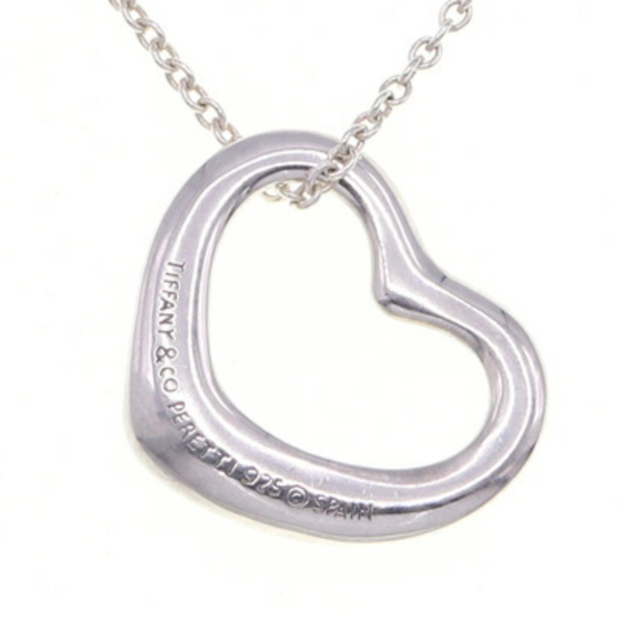 Tiffany Necklace Elsa Peretti Heart SV Sterling Silver 925 Pendant Choker Women's TIFFANY & CO