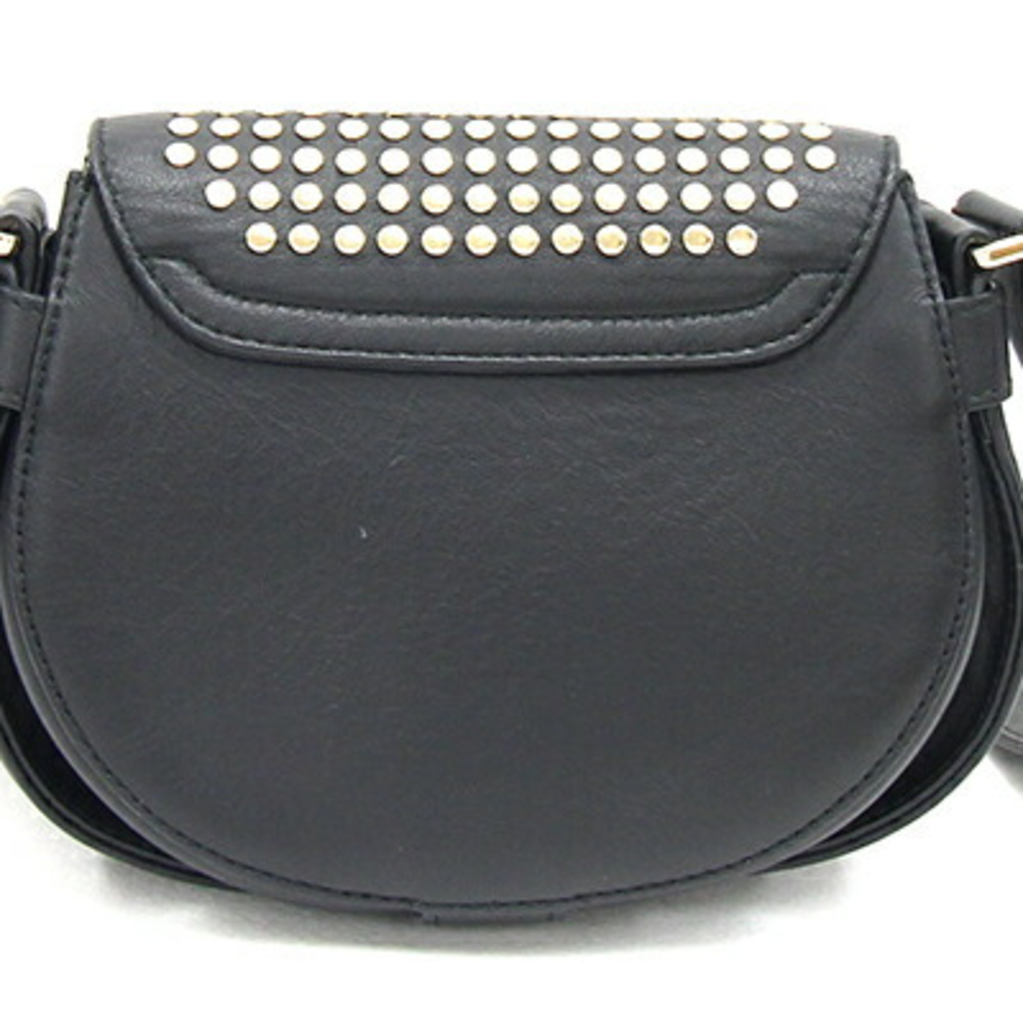 FURLA Shoulder Bag Hashtag Black Leather Studded Pochette Women's