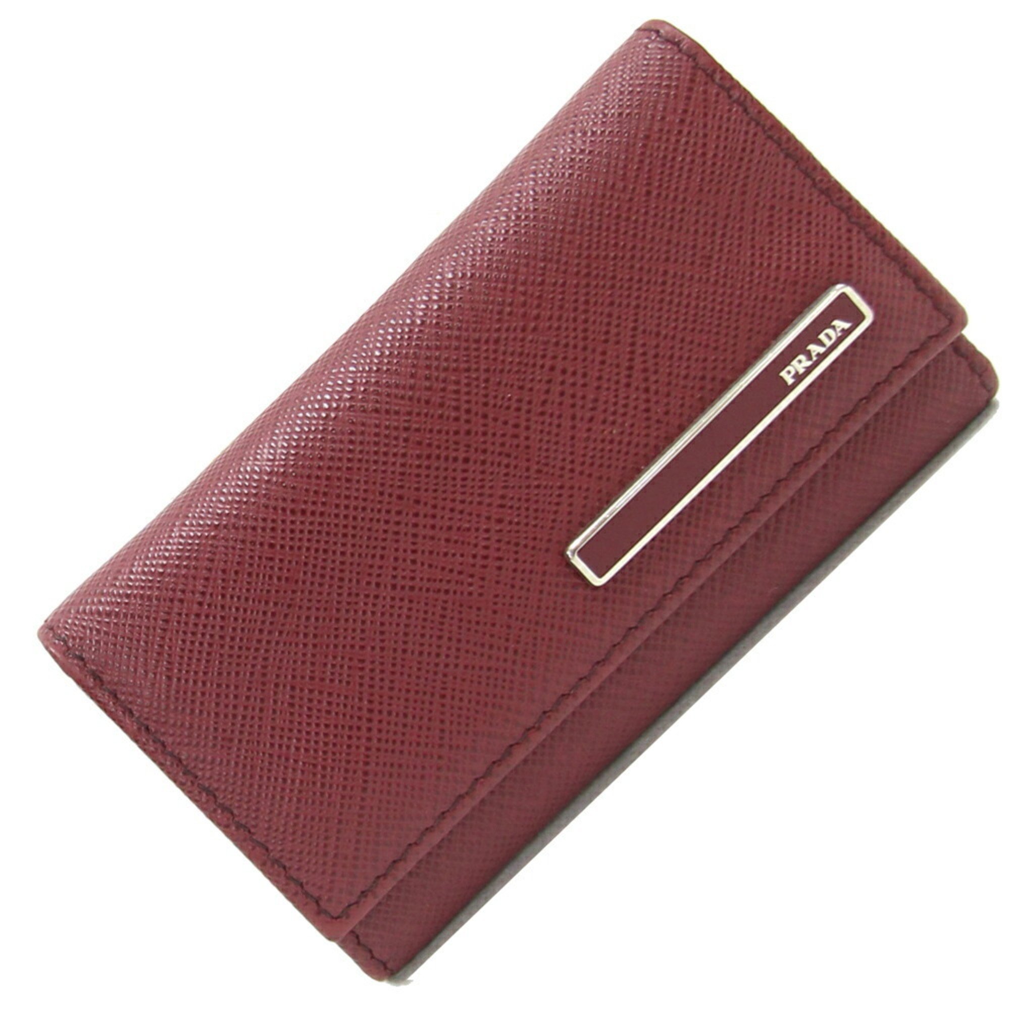 Prada 6-ring key case 1PG222 Bordeaux leather lock ladies PRADA