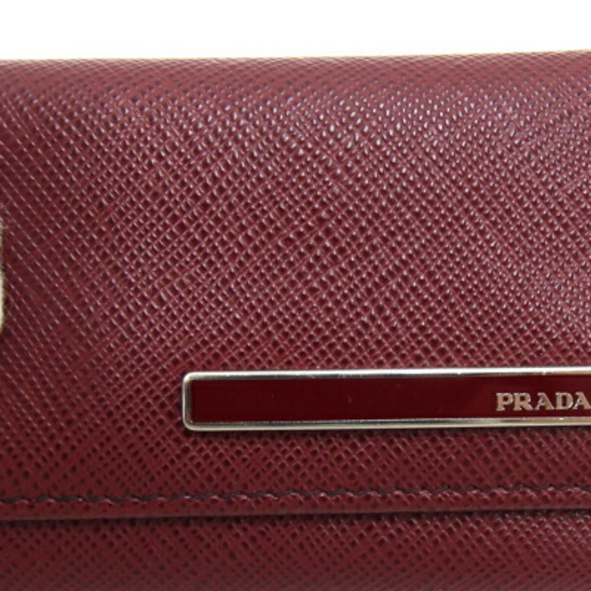 Prada 6-ring key case 1PG222 Bordeaux leather lock ladies PRADA