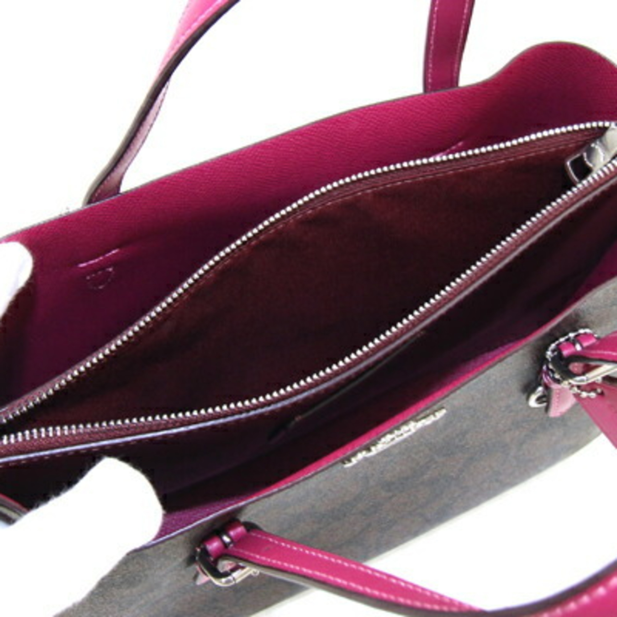 Coach Handbag Signature Molly C4250 Dark Brown Pink PVC Leather Shoulder Bag Women's COACH