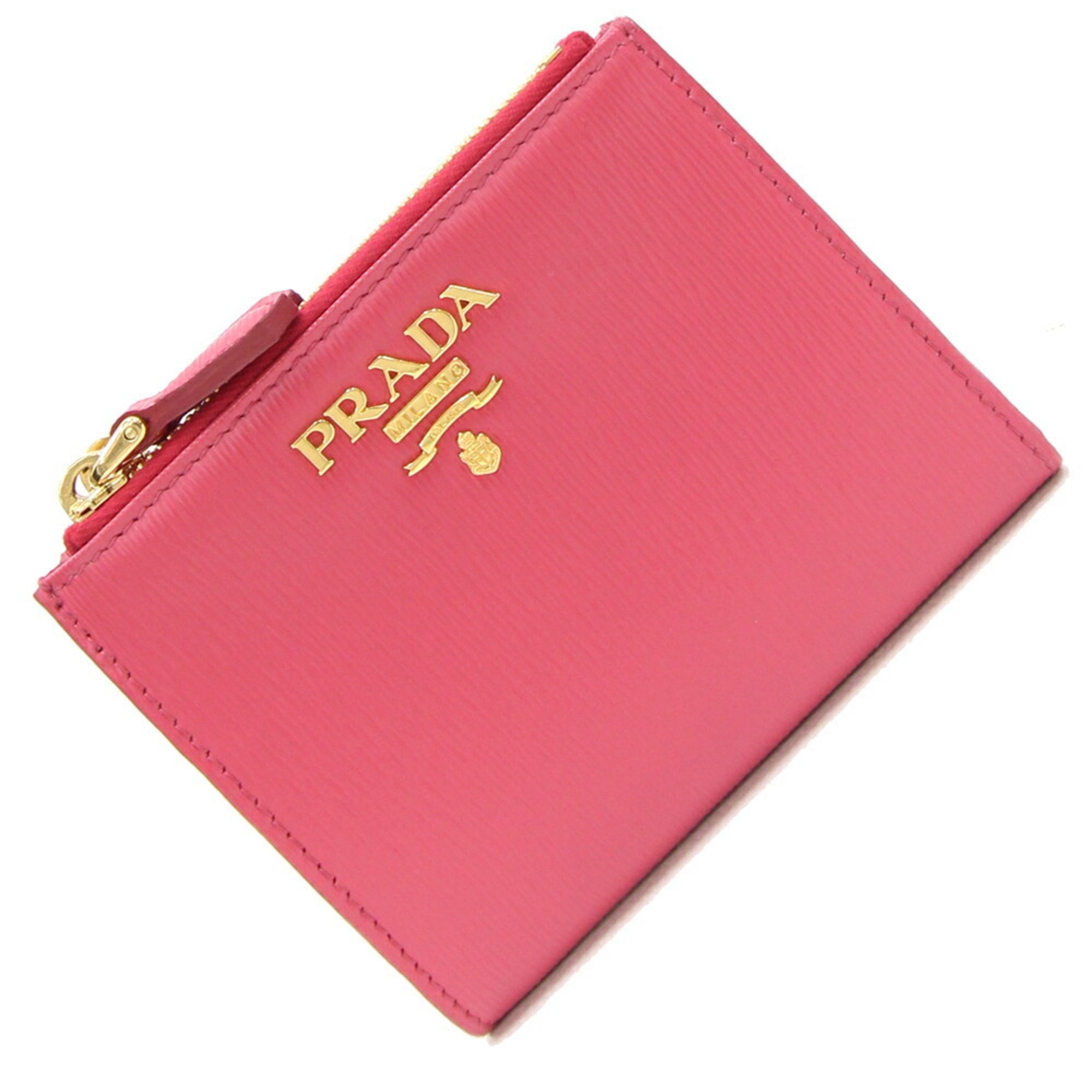 PRADA Bi-fold Wallet 1ML024 Pink Leather Compact Women's