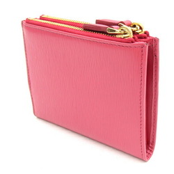 PRADA Bi-fold Wallet 1ML024 Pink Leather Compact Women's