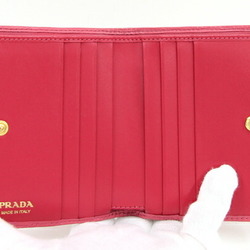 PRADA Bi-fold Wallet 1ML024 Pink Leather Compact Women's