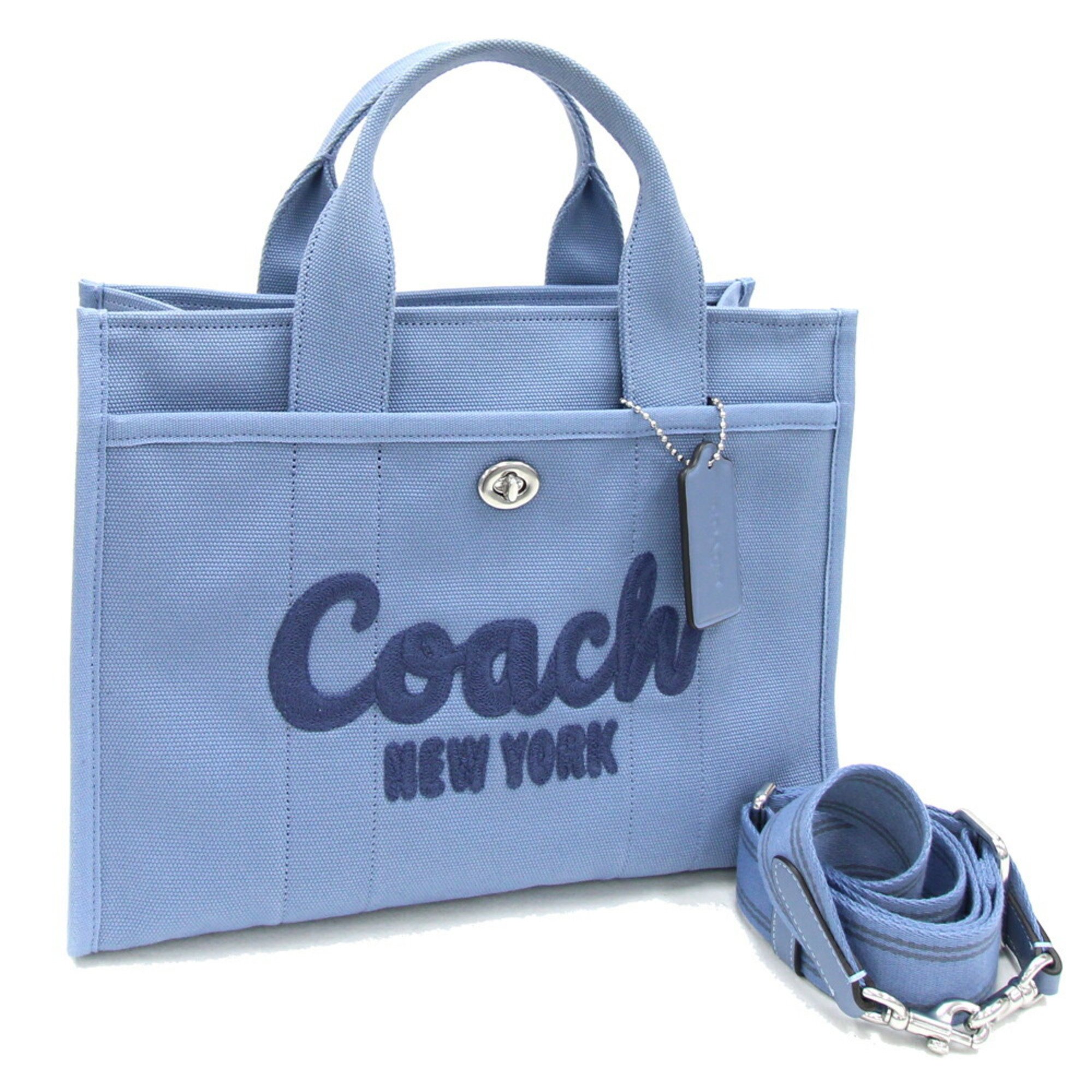 Coach Handbag Cargo Tote CP158 Slate Blue Canvas Shoulder Bag Women's COACH