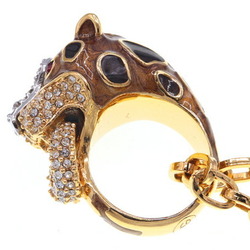 Dolce & Gabbana Necklace Panther Head Ring Motif Gold Metal Rhinestone Pendant Leopard Women's DOLCE GABBANA