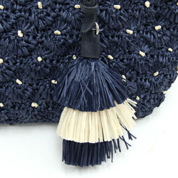 Prada Handbag Canapa 1BG889 Navy Raffia Suede Shoulder Bag Women's PRADA