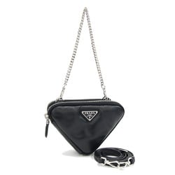 Prada Chain Bag Triangle 1NR015 Black Leather Pouch Women's PRADA