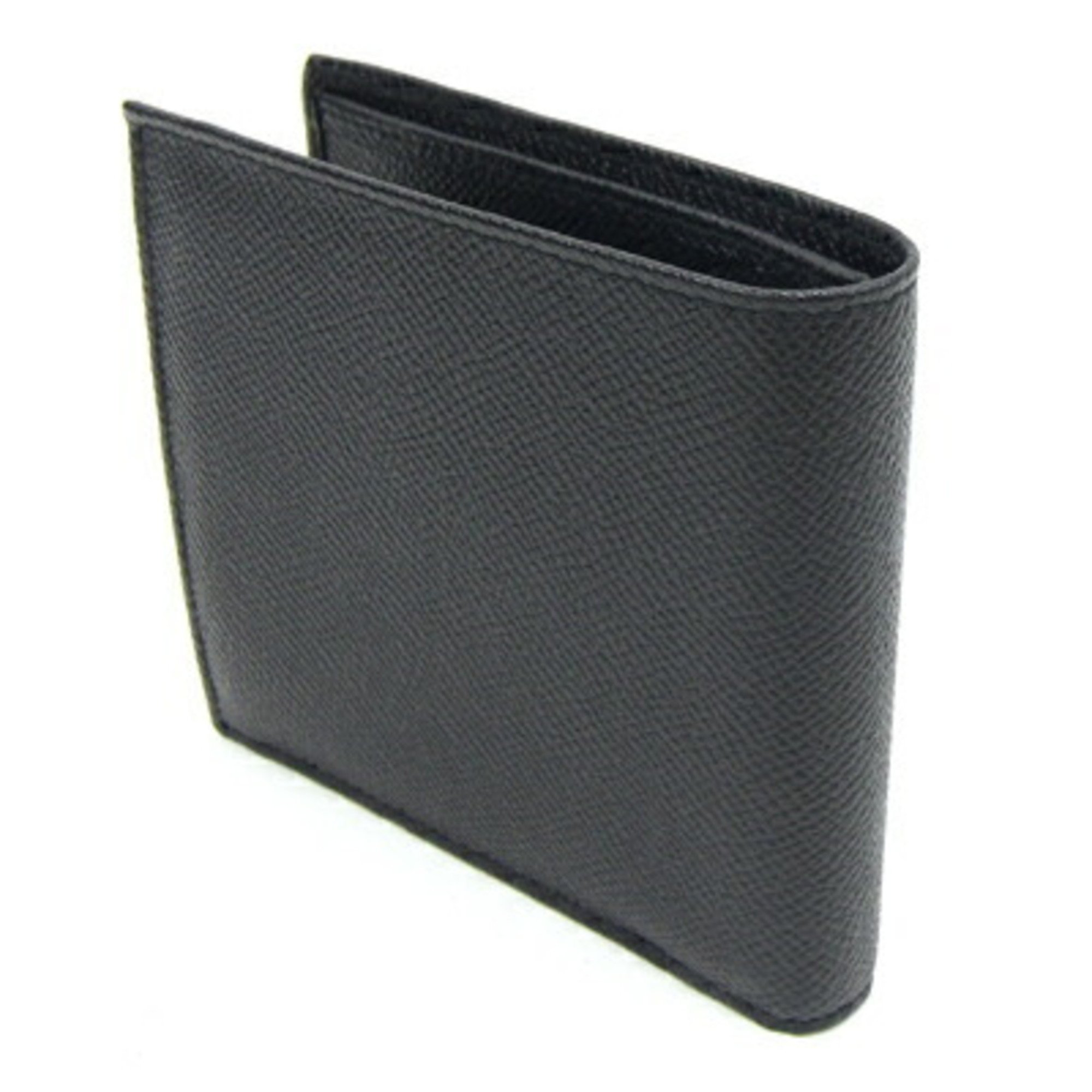 BVLGARI Bi-fold Wallet Classico 20253 Black Leather Compact Folding Men's