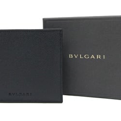 BVLGARI Bi-fold Wallet Classico 20253 Black Leather Compact Folding Men's