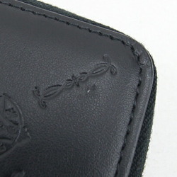 Berluti Round Long Wallet Signature Embossed Itauba Vertical Zip Black Leather Men's