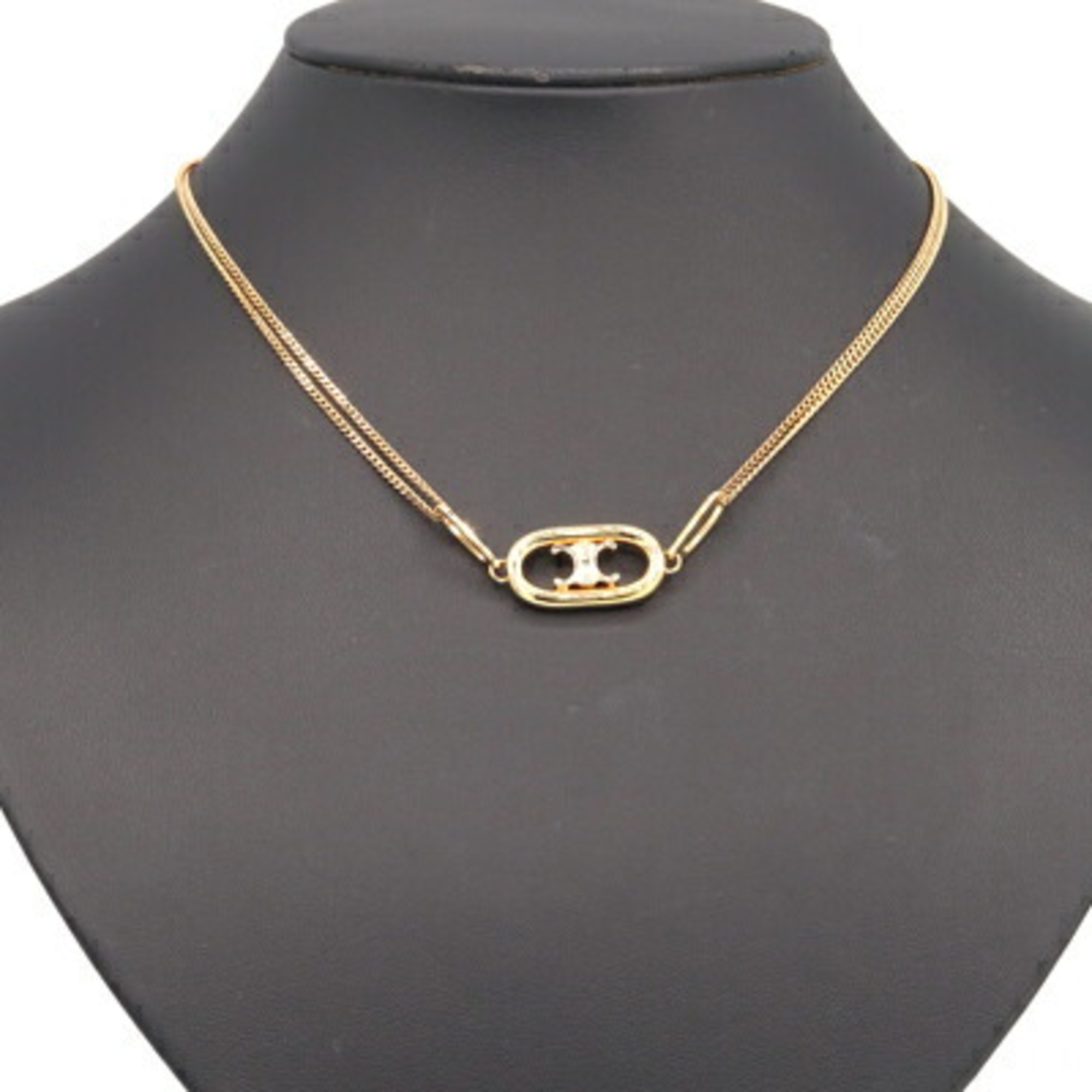 Celine Necklace Triomphe 46S896BRA 35OR Gold Brass Metal Pendant Choker Women's CELINE