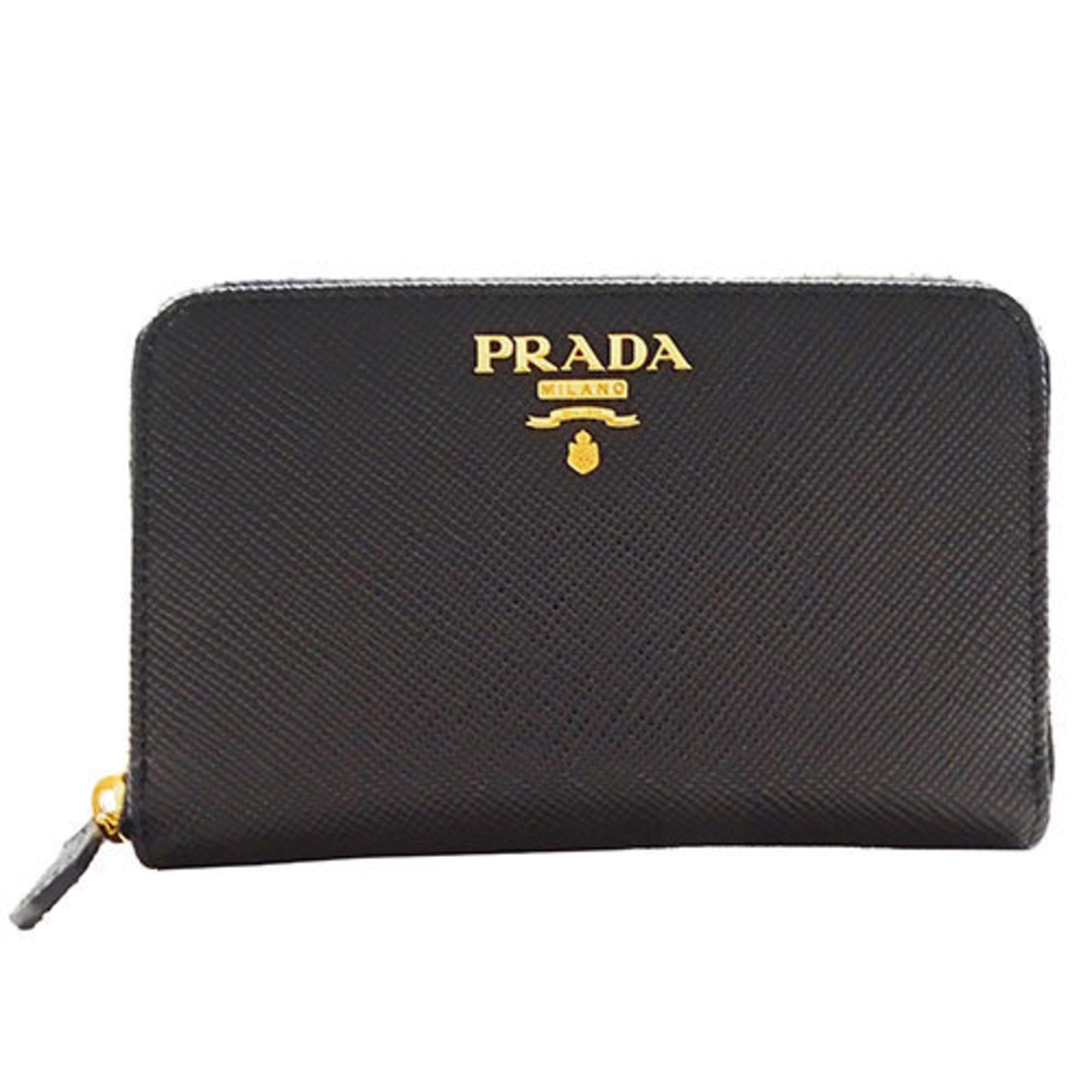 PRADA Wallet for Women and Men, Long Wallet, Medium Saffiano Black Round