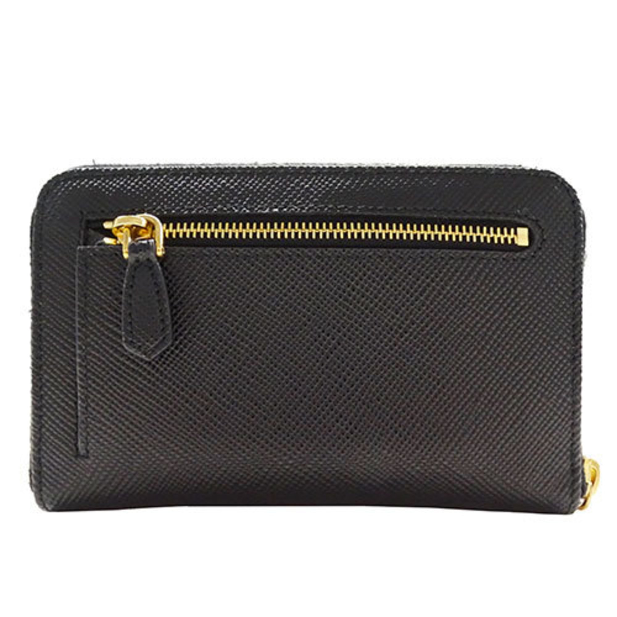 PRADA Wallet for Women and Men, Long Wallet, Medium Saffiano Black Round