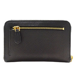 PRADA Wallet for Women and Men, Long Wallet, Medium Saffiano Black Round