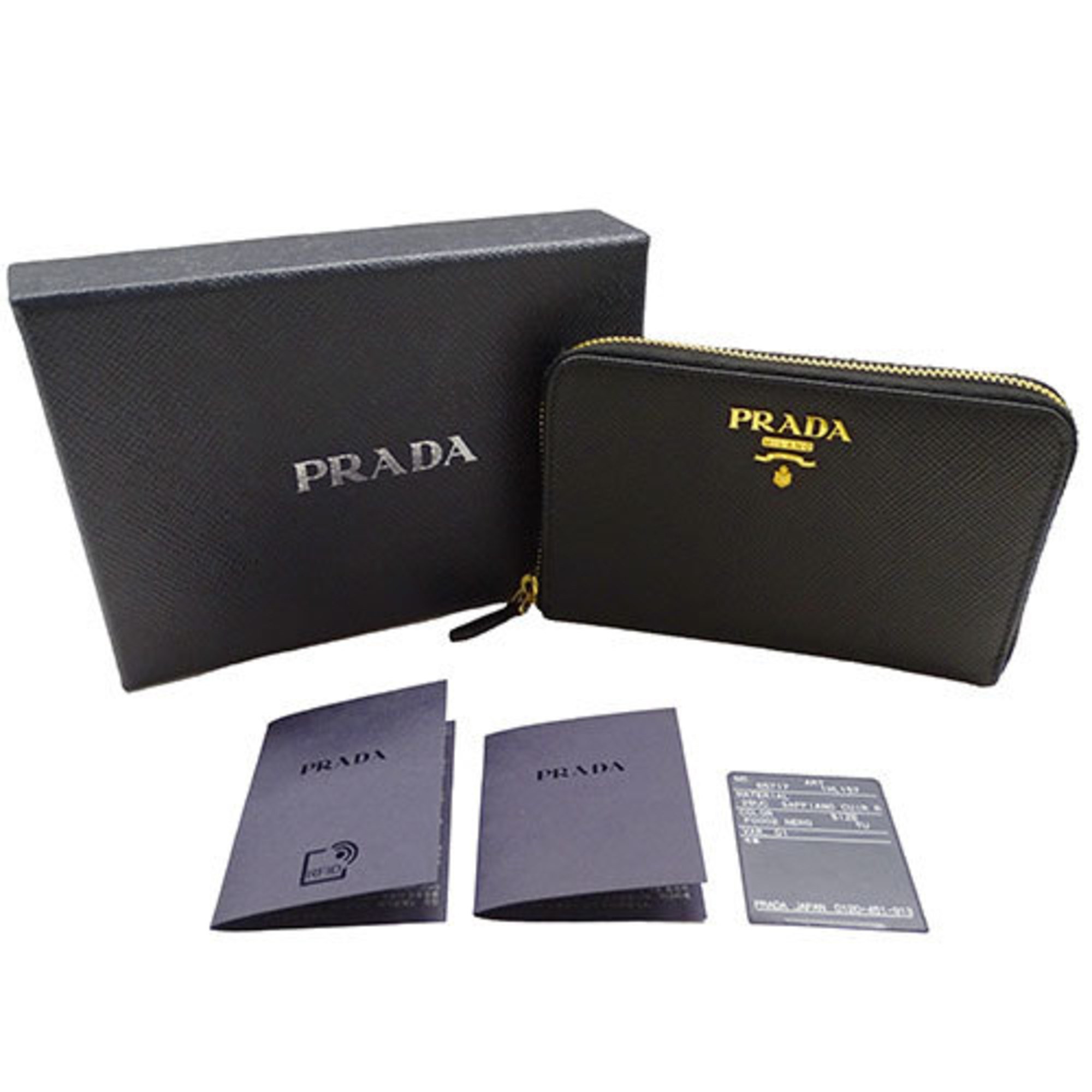 PRADA Wallet for Women and Men, Long Wallet, Medium Saffiano Black Round