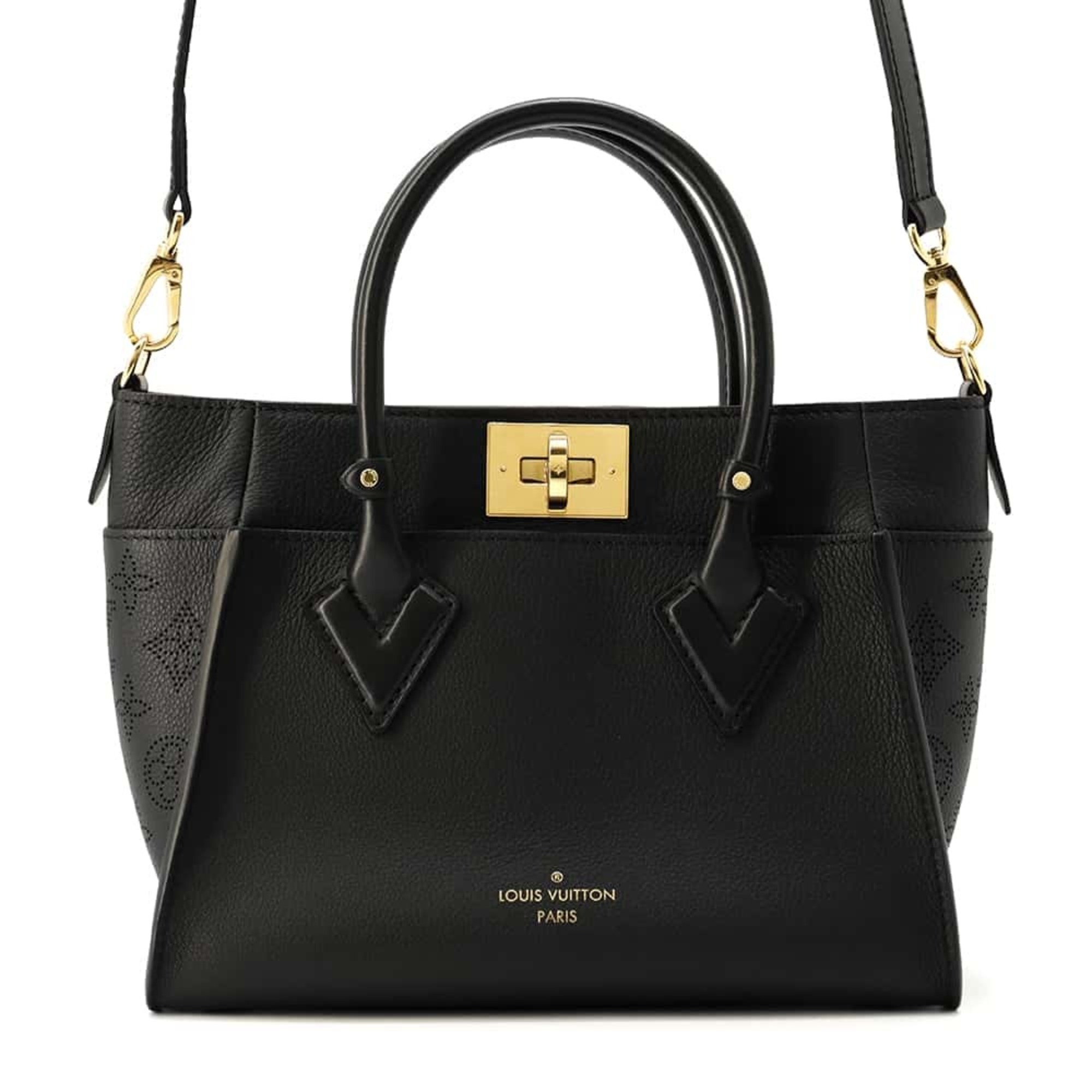 Louis Vuitton Handbag On My Side PM Calf Leather Monogram Mahina M21546 2way Shoulder Bag Black