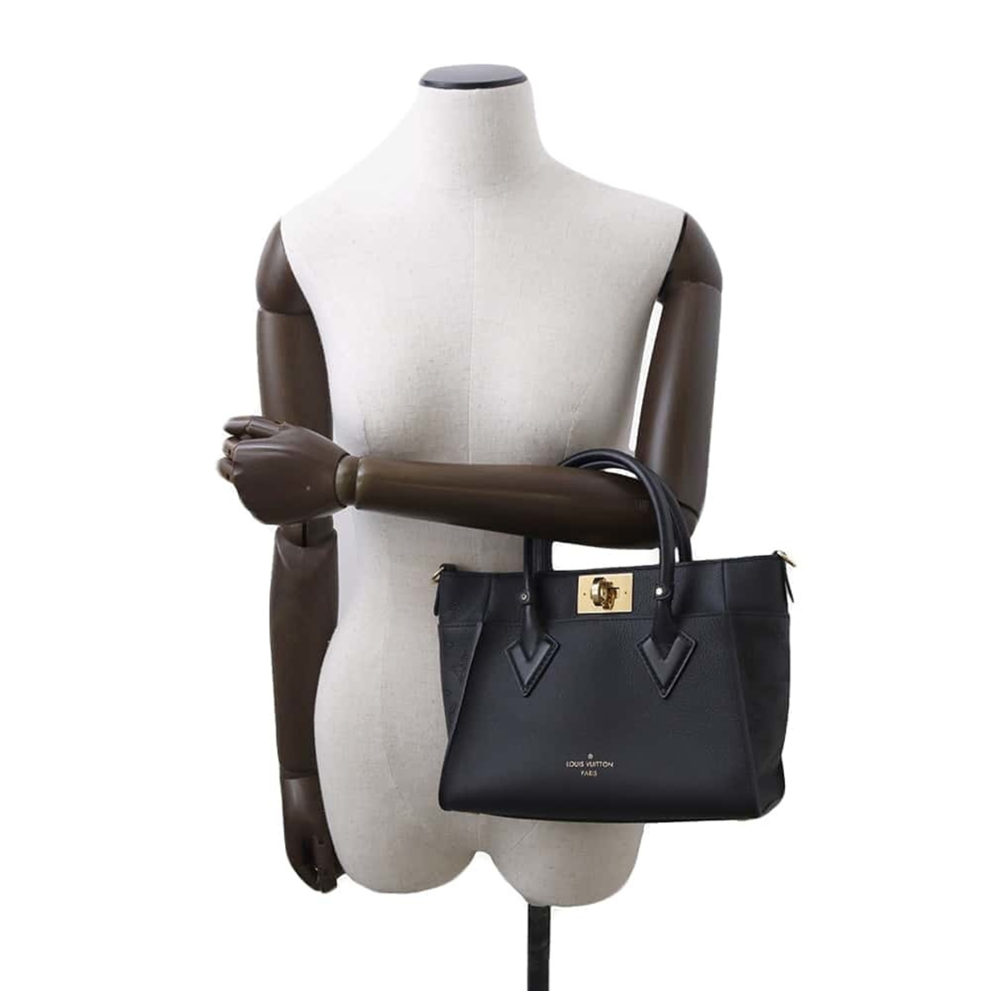 Louis Vuitton Handbag On My Side PM Calf Leather Monogram Mahina M21546 2way Shoulder Bag Black