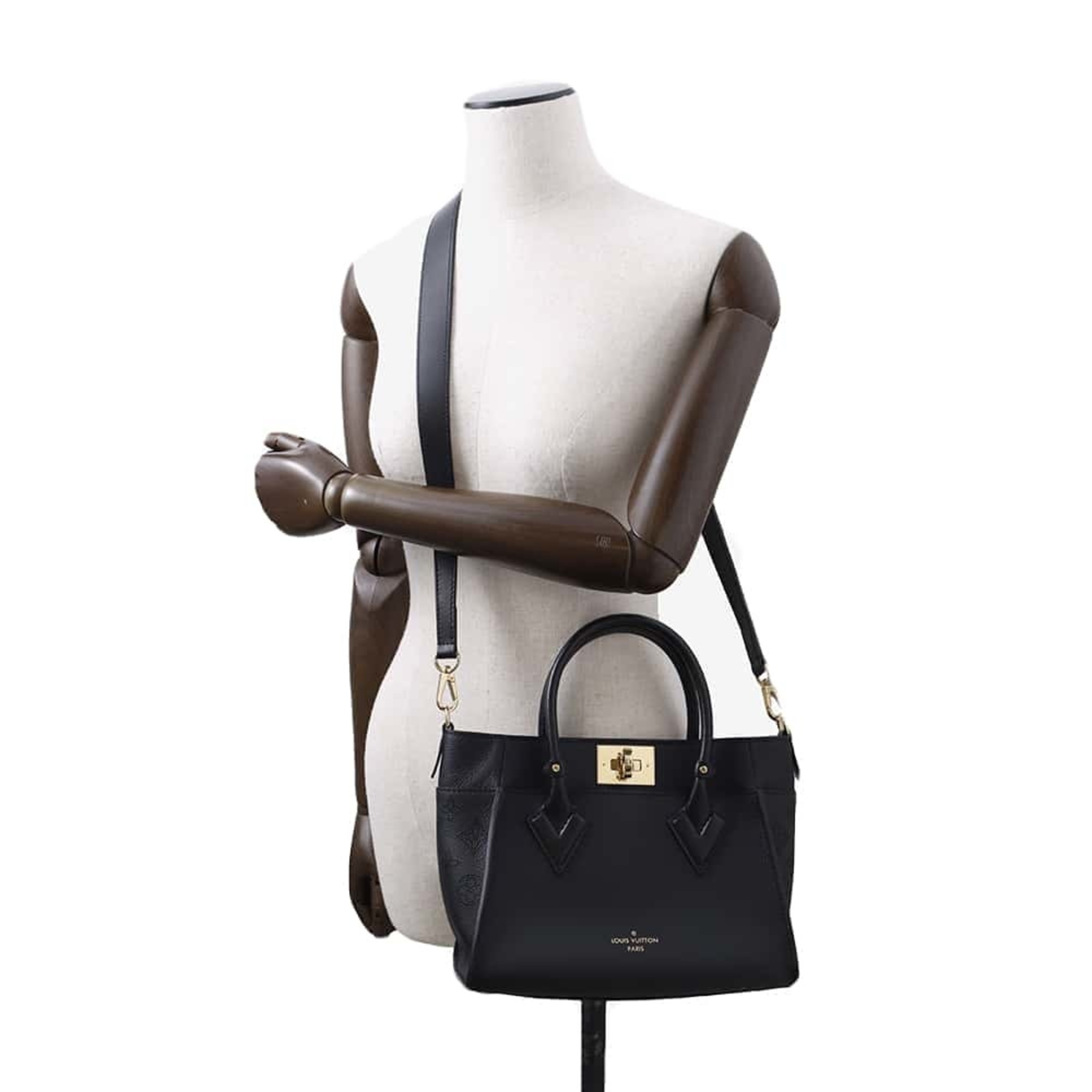 Louis Vuitton Handbag On My Side PM Calf Leather Monogram Mahina M21546 2way Shoulder Bag Black