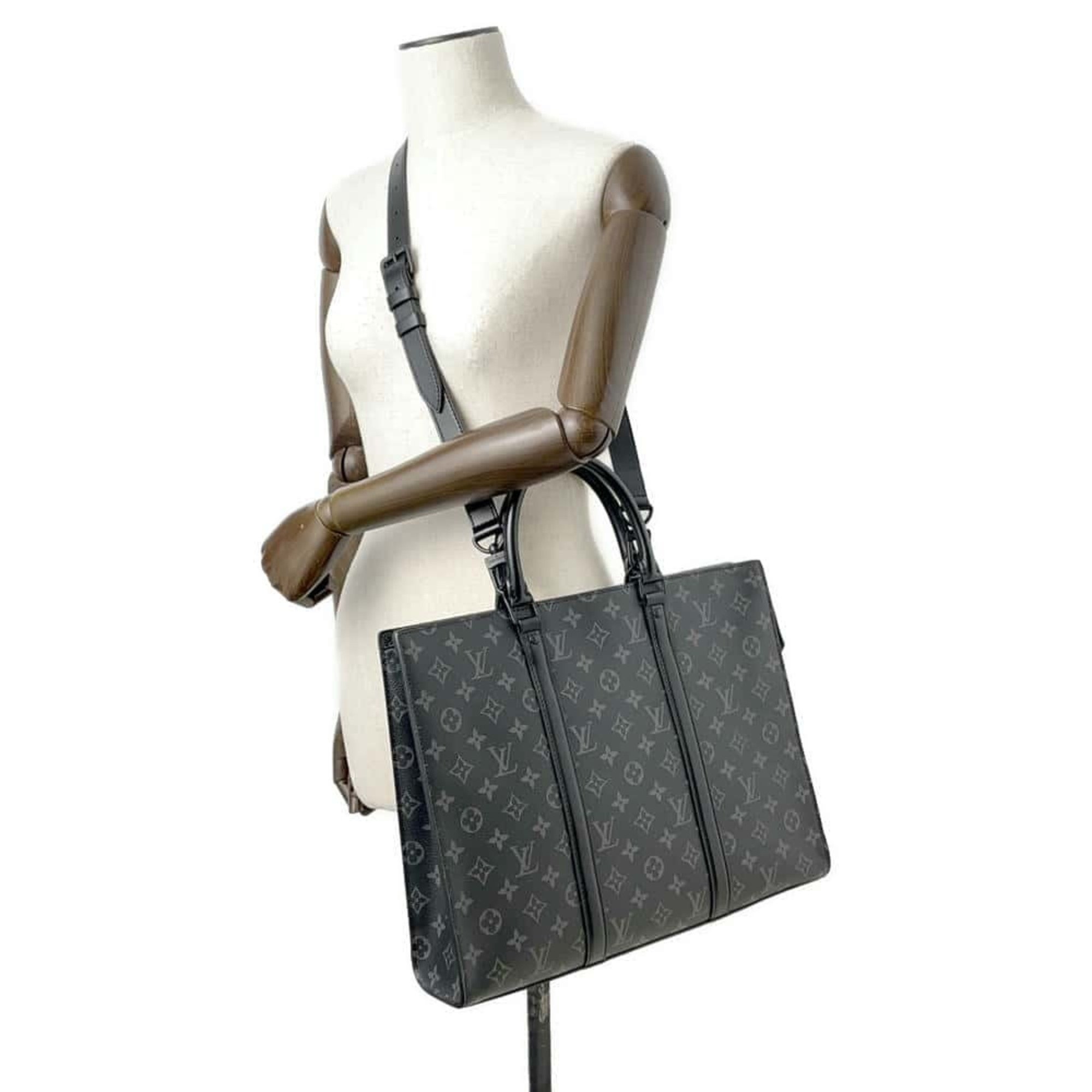 Louis Vuitton Bag Monogram Eclipse Sac Plat Horizontal Zip M45265 2way Shoulder Black