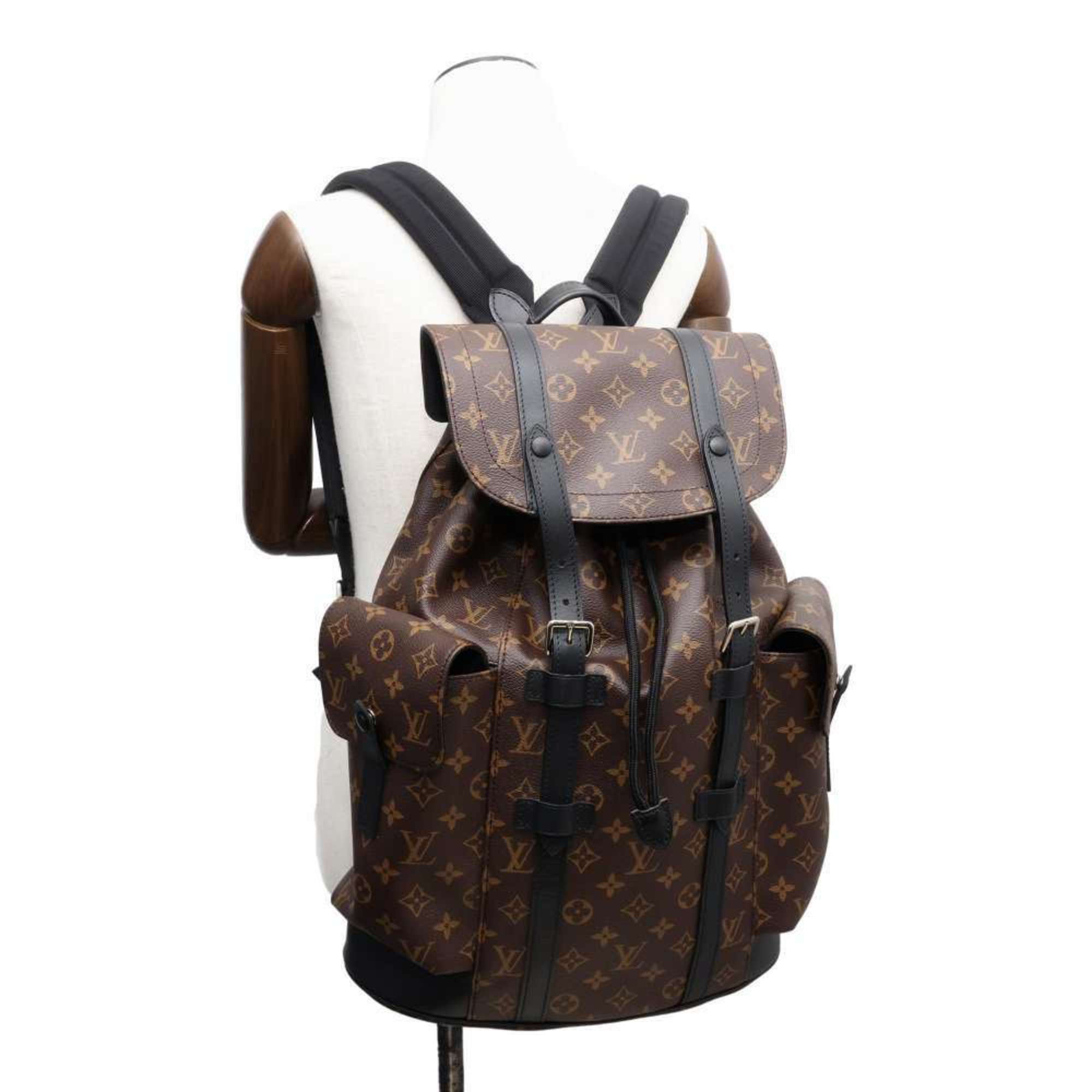 Louis Vuitton Backpack Monogram Macassar Christopher MM M43735 Black