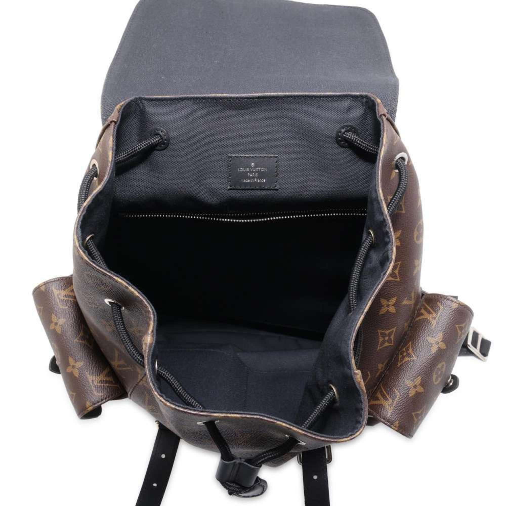 Louis Vuitton Backpack Monogram Macassar Christopher MM M43735 Black