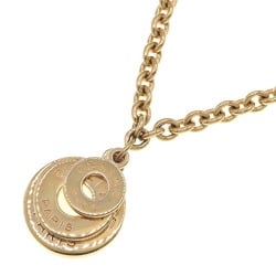 CELINE Necklace Triple Circle Gold Metal Pendant Round Women's