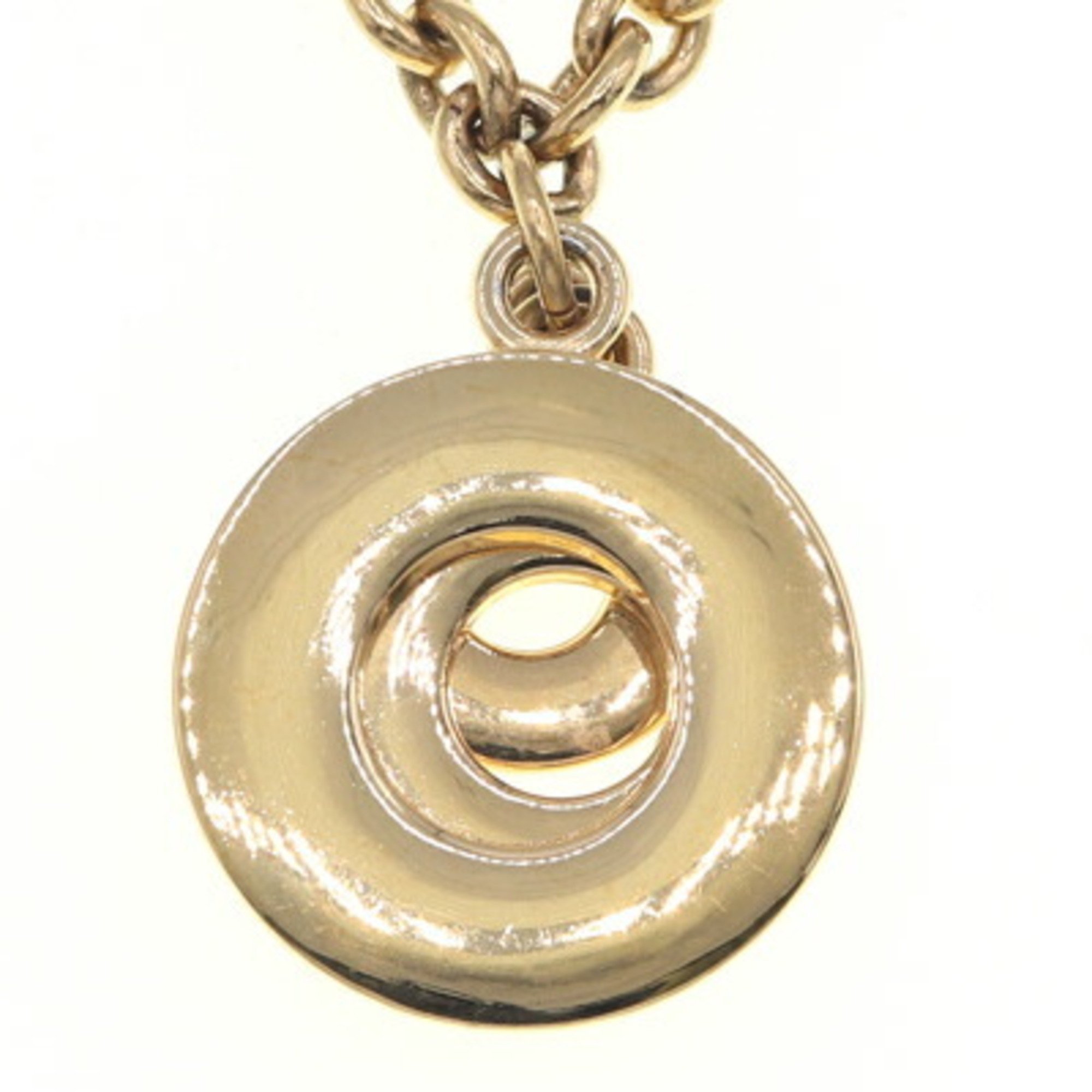 CELINE Necklace Triple Circle Gold Metal Pendant Round Women's