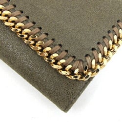 Stella McCartney Tri-fold Wallet Falabella 431000 Khaki Brown Polyester Compact Chain Women's